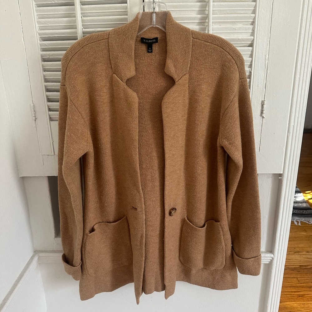 Talbots Beige Lamb Wool Cardigan